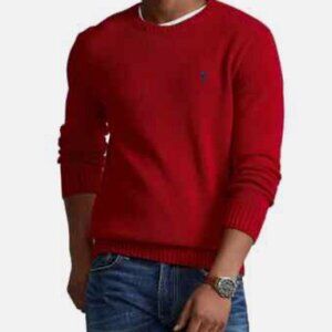 Polo Ralph Lauren Men’s Red Knit Crewneck Sweater XXL | 100% Cotton Classic Logo